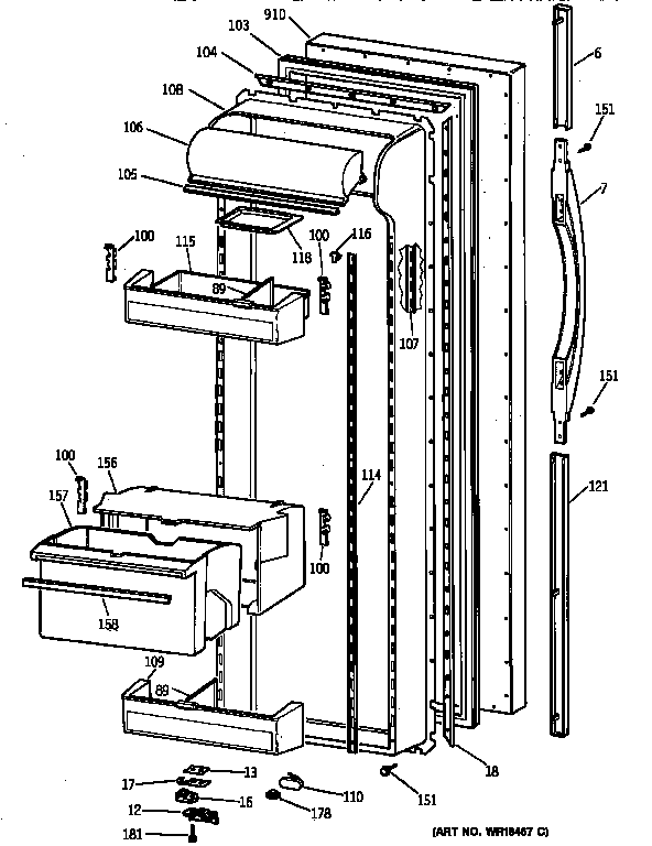Kenmore 36358772890 fresh food door diagram