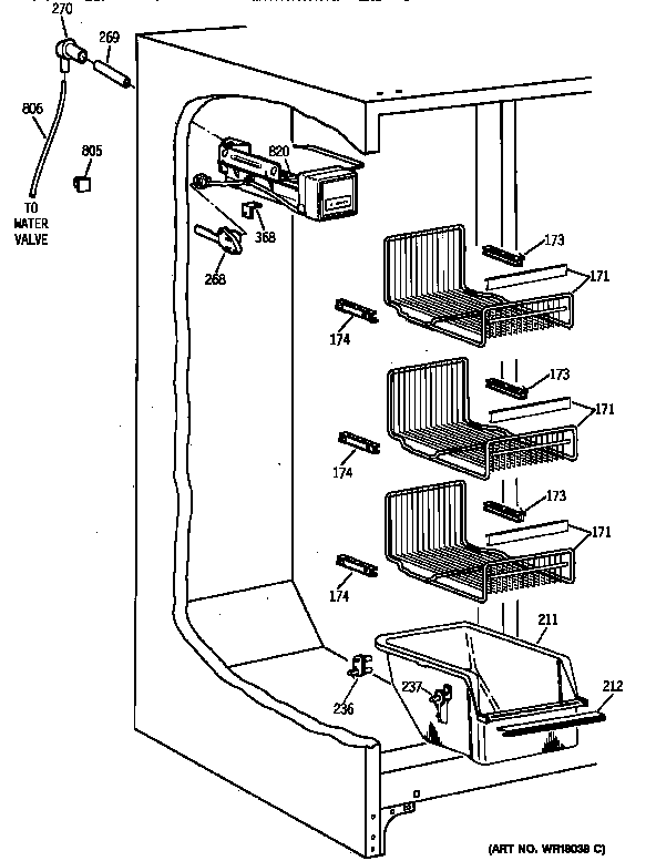 Kenmore 36358772890 freezer section diagram