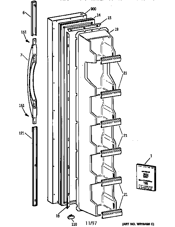 Kenmore 36348252890 freezer door diagram