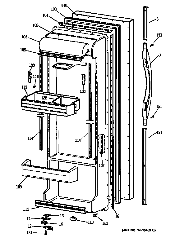 Kenmore 36348252890 fresh food door diagram