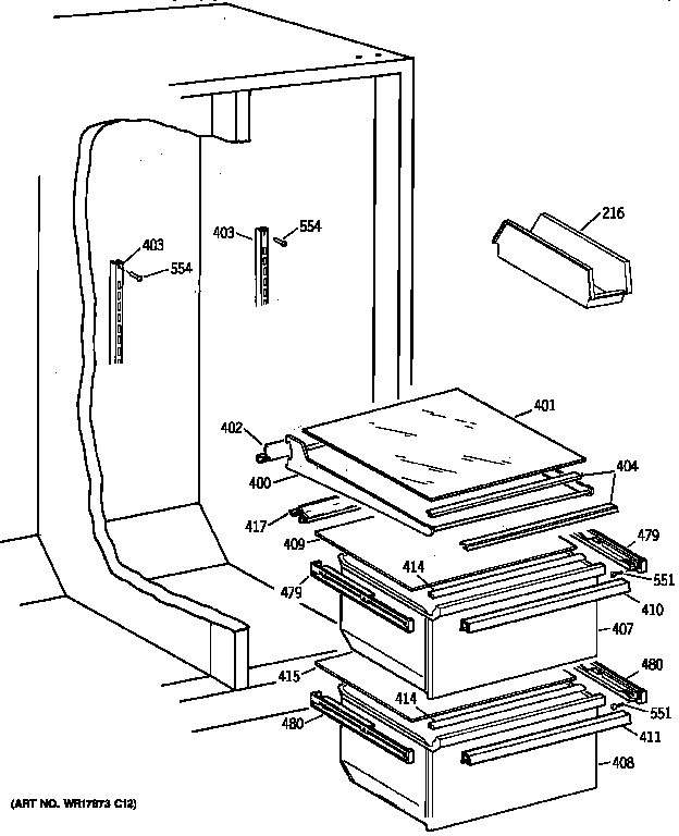 Kenmore 36348252890 fresh food section diagram
