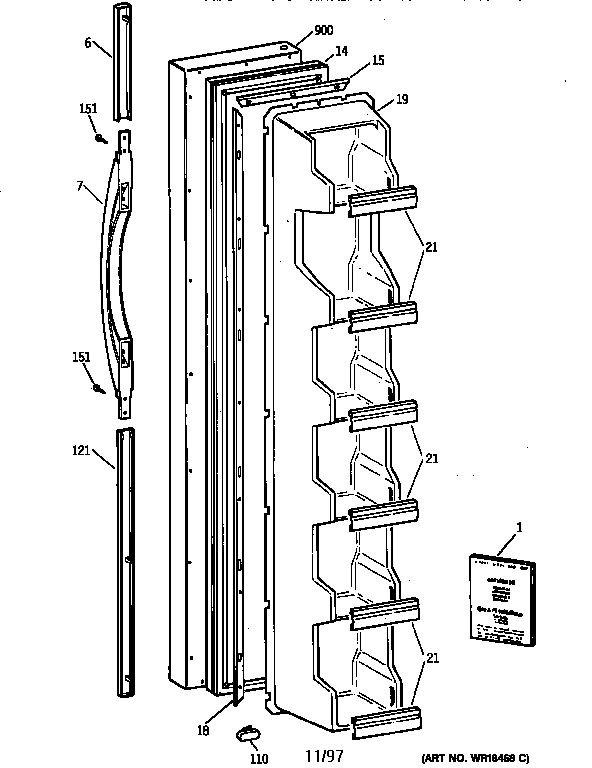 Kenmore 36348257890 freezer door diagram