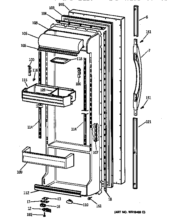 Kenmore 36348257890 fresh food door diagram