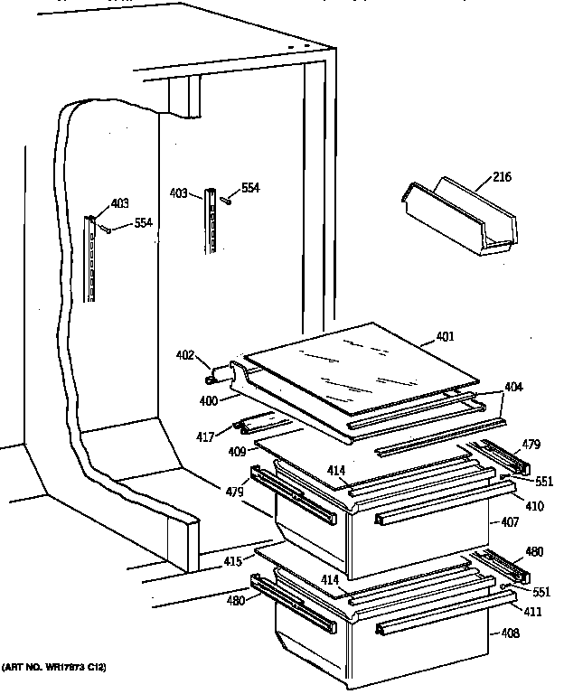 Kenmore 36348257890 fresh food section diagram