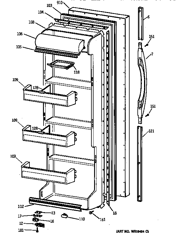 Kenmore 36358251890 fresh food door diagram