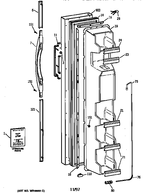 Kenmore 36358252890 freezer door diagram