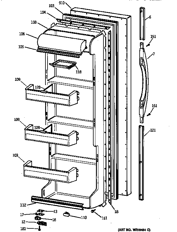 Kenmore 36358252890 fresh food door diagram