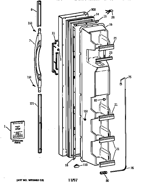 Kenmore 36358572890 freezer door diagram
