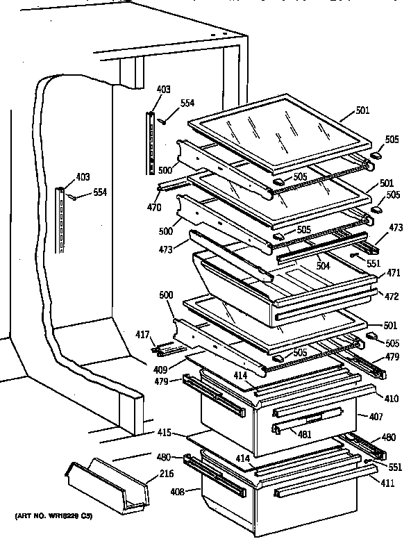 Kenmore 36358572890 fresh food section diagram