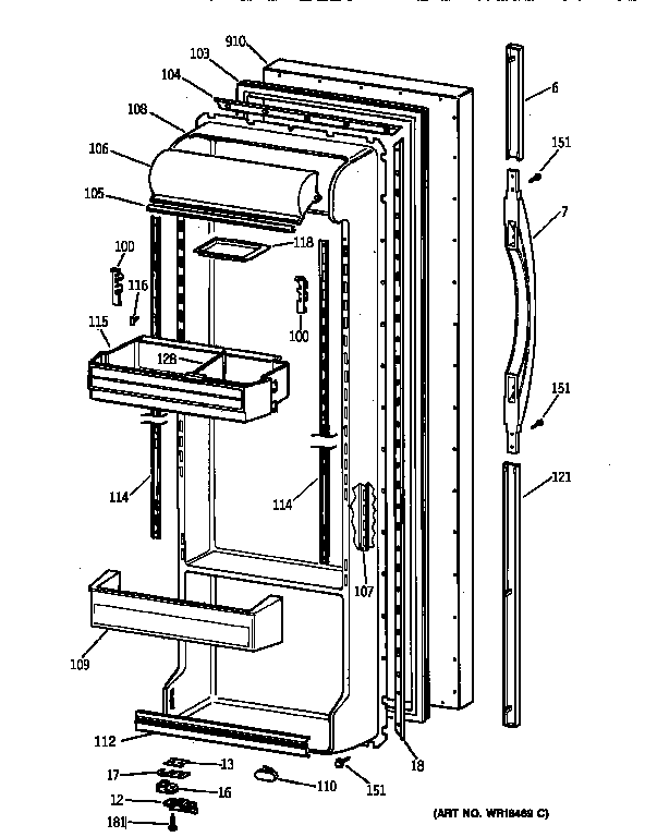 Kenmore 36358577890 fresh food door diagram