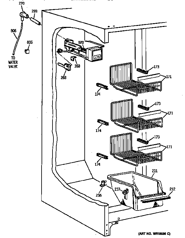 Kenmore 36358577890 freezer section diagram