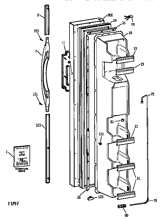 Kenmore 36358557890 freezer door diagram