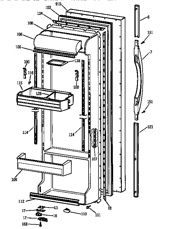 Kenmore 36358557890 fresh food door diagram