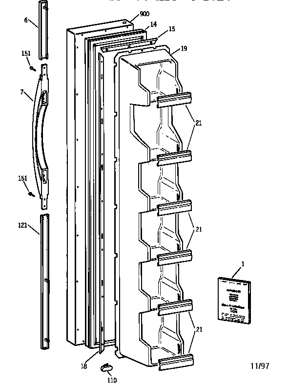 Kenmore 36348042890 freezer door diagram