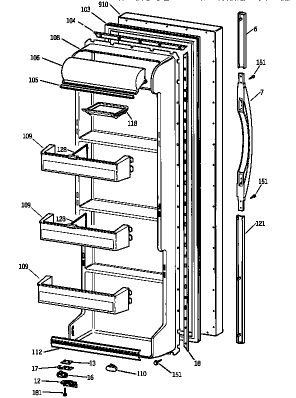 Kenmore 36348042890 fresh food door diagram