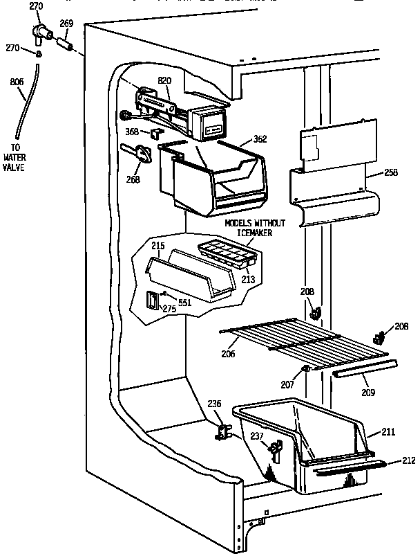 Kenmore 36348042890 freezer section diagram