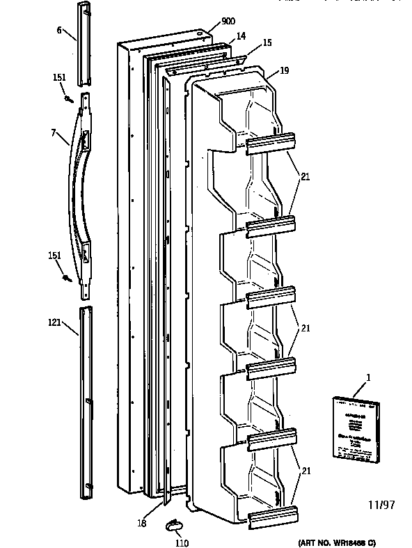 Kenmore 36348047890 freezer door diagram