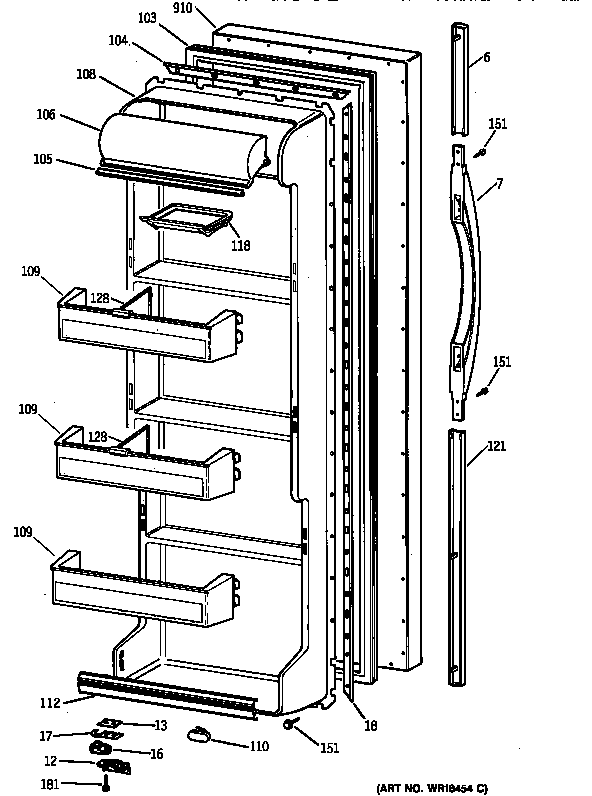 Kenmore 36348047890 fresh food door diagram