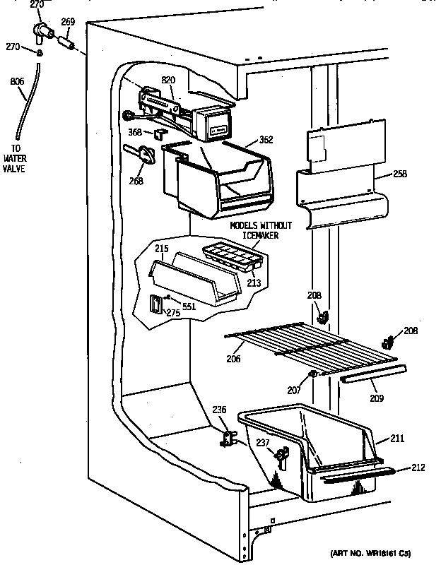 Kenmore 36348047890 freezer section diagram