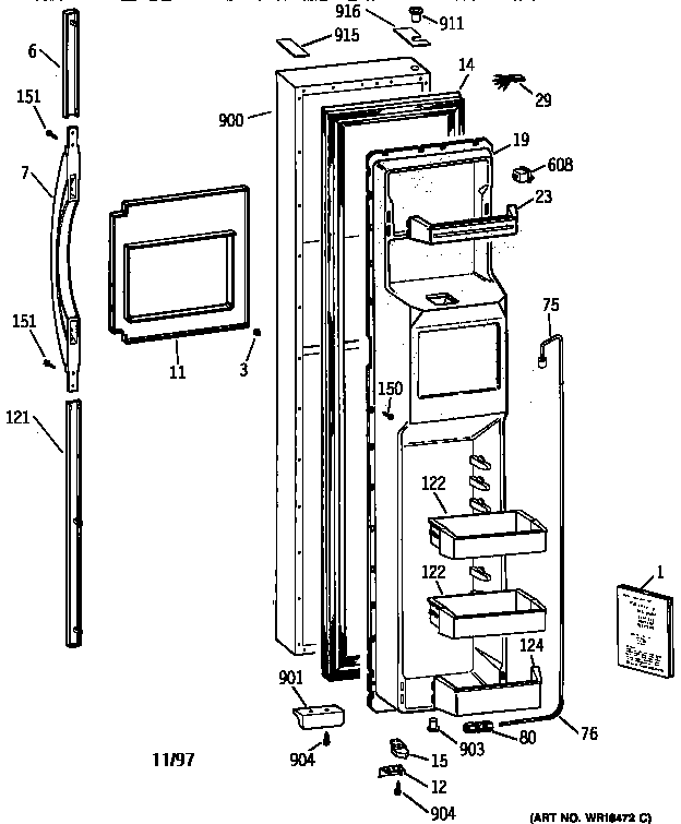 Kenmore 36358892890 freezer door diagram