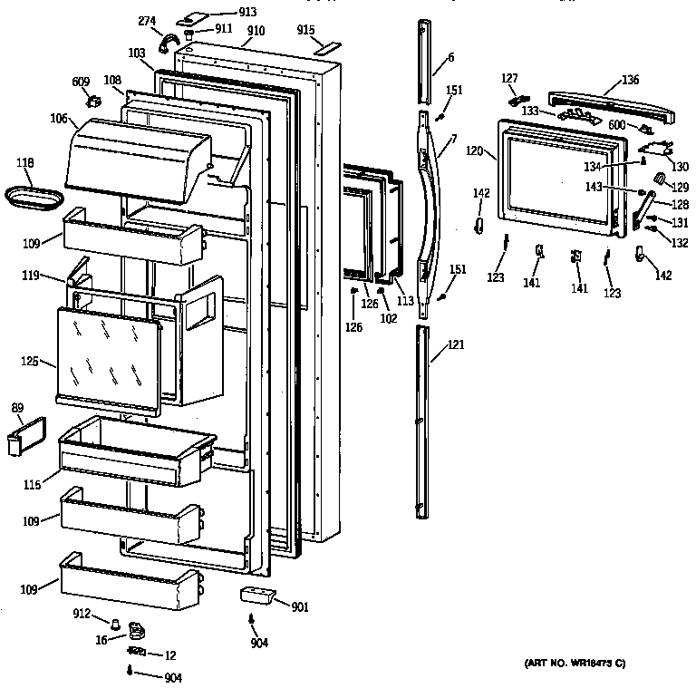 Kenmore 36358892890 fresh food door diagram