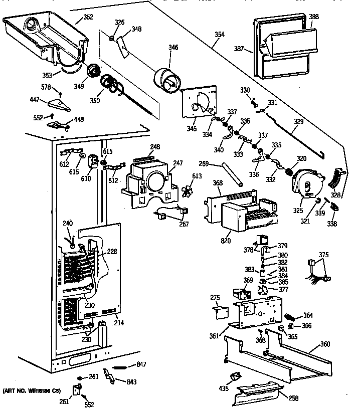 Kenmore 36358892890 freezer section diagram