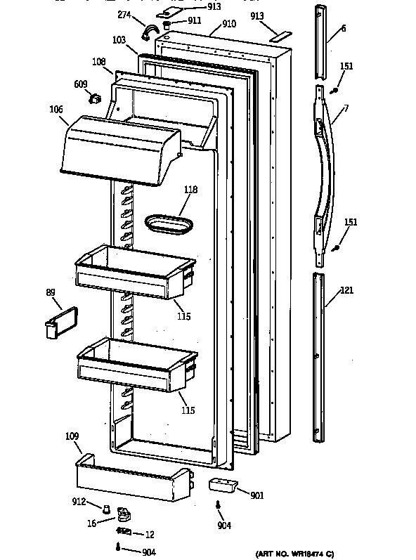 Kenmore 36358472890 fresh food door diagram