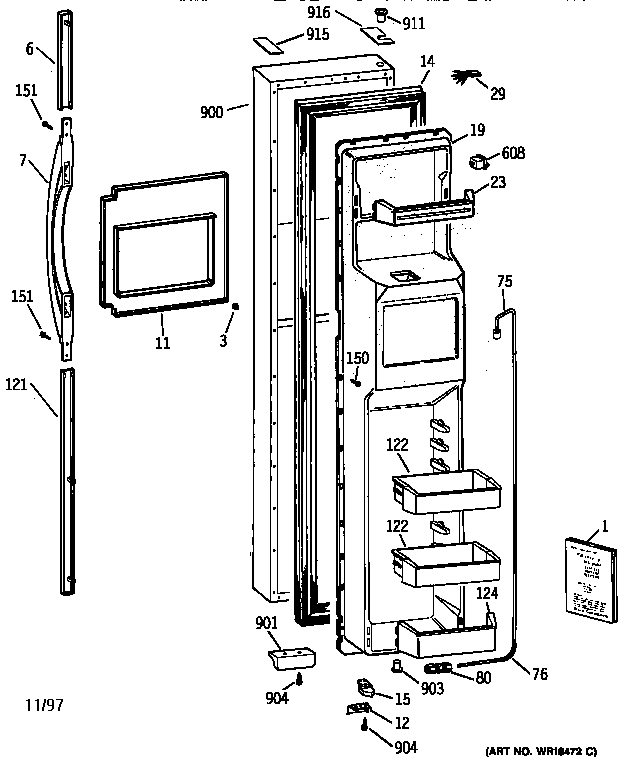 Kenmore 36358475890 freezer door diagram