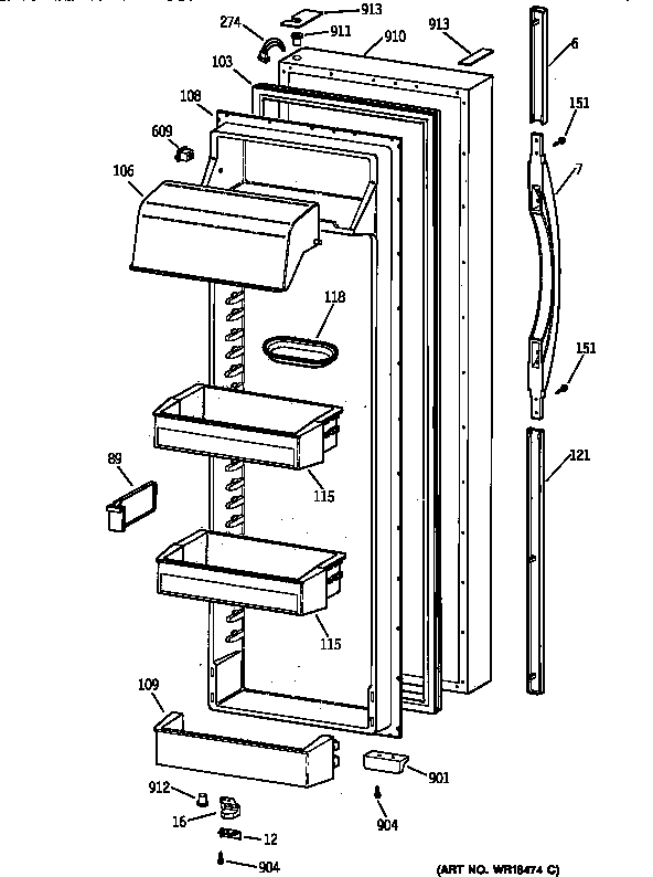 Kenmore 36358475890 fresh food door diagram