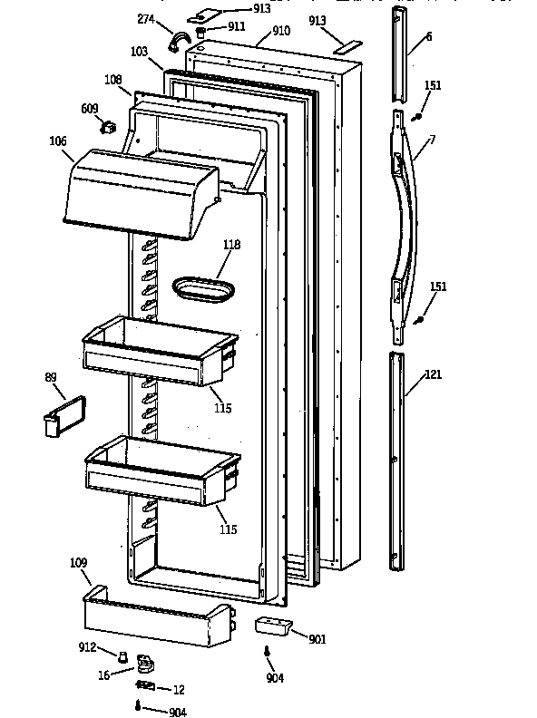 Kenmore 36358477890 fresh food door diagram