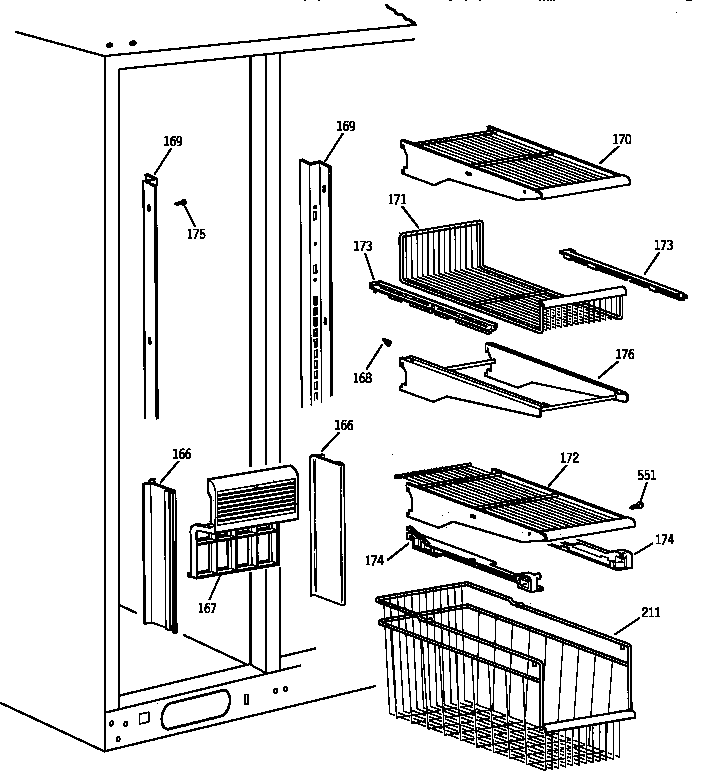 Kenmore 36358477890 freezer section diagram