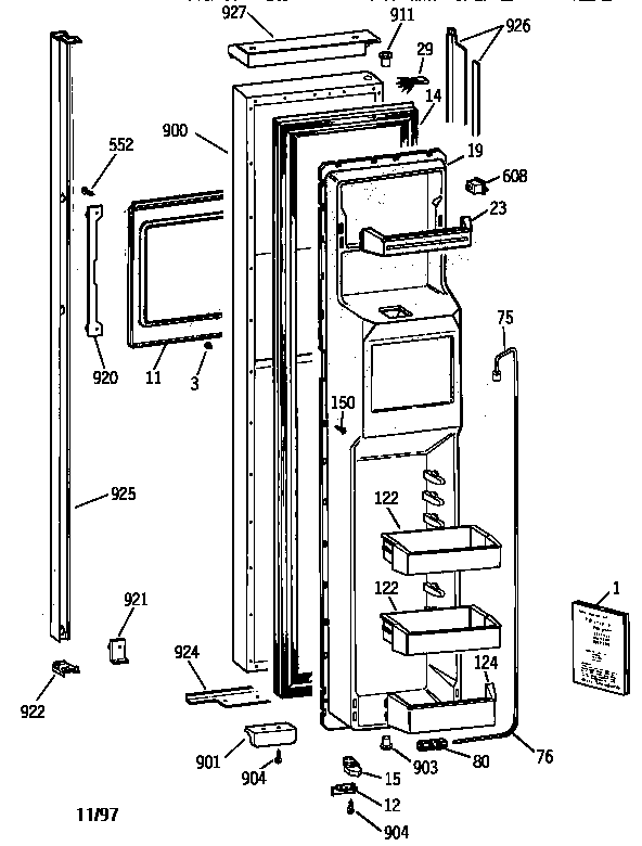 Kenmore 36358485890 freezer door diagram