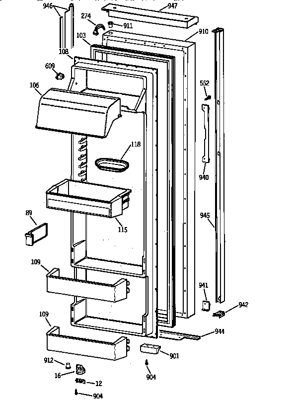 Kenmore 36358485890 fresh food door diagram
