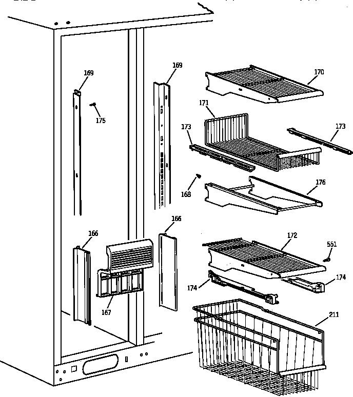 Kenmore 36358485890 freezer section diagram