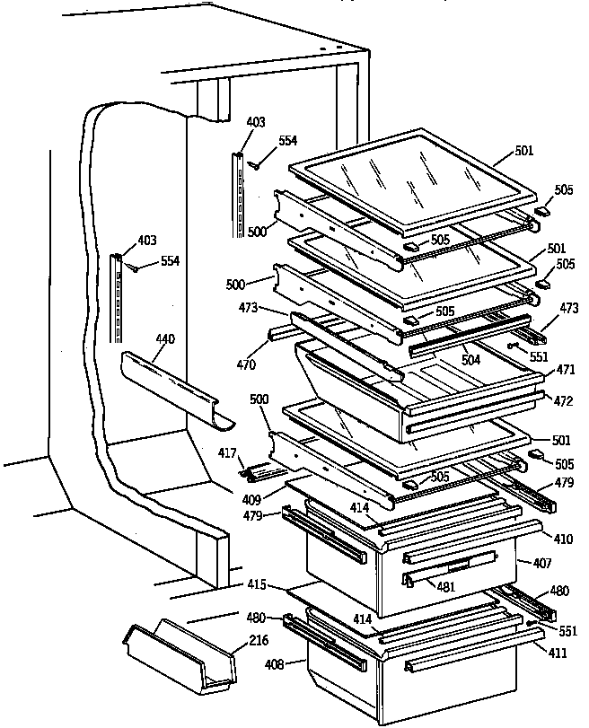 Kenmore 36358485890 fresh food section diagram