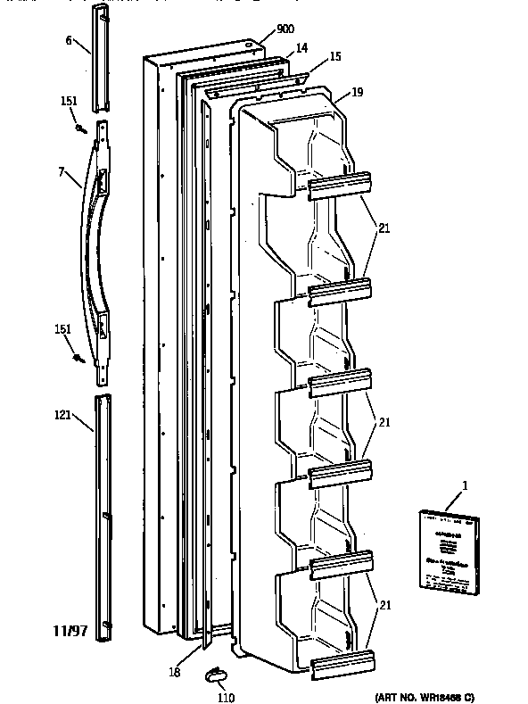 Kenmore 36358042890 freezer door diagram