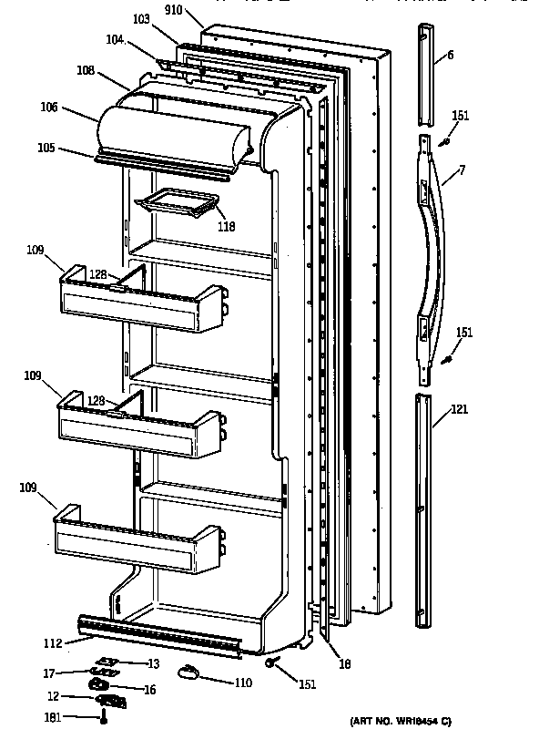 Kenmore 36358042890 fresh food door diagram