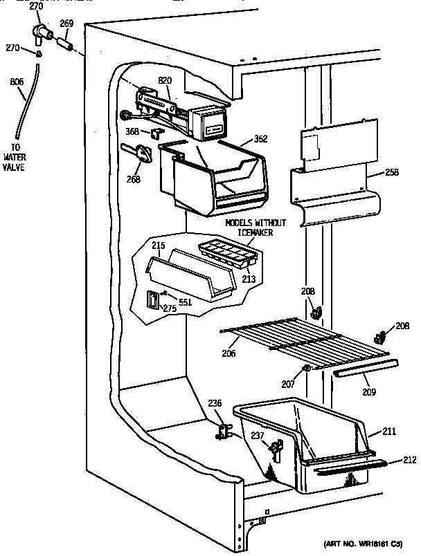 Kenmore 36358042890 freezer section diagram