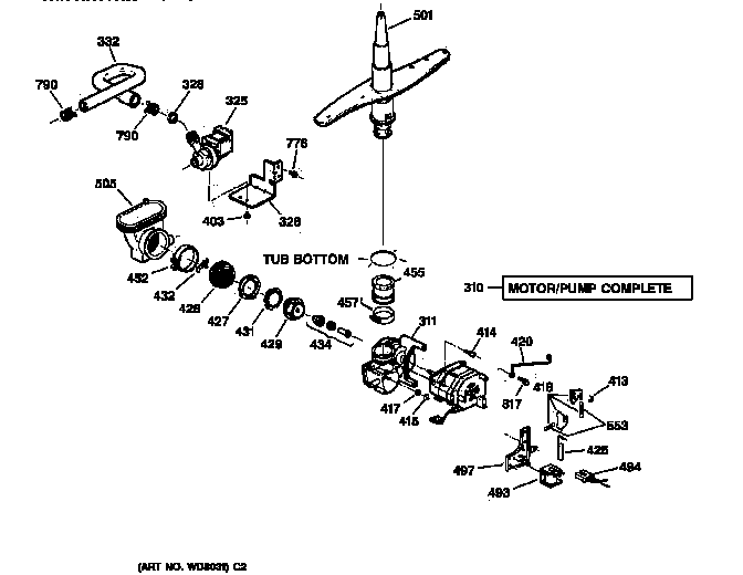 GE GSD4610Z00AA motor-pump mechanism diagram