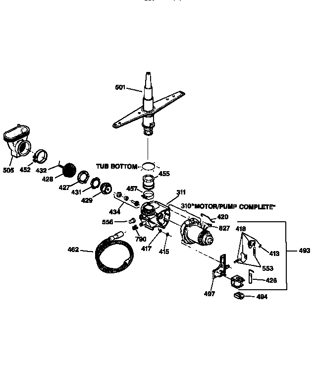 GE GSD2230Z00WW motor-pump mechanism diagram