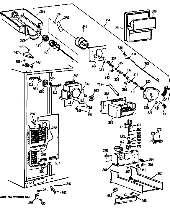 GE TFX30PBZAAA freezer section diagram