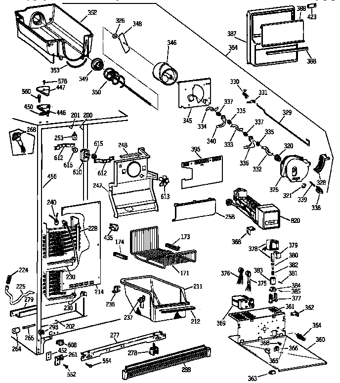 GE TFX25PPZBAA freezer section diagram