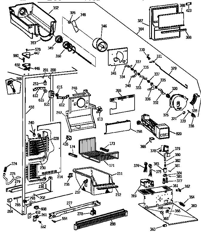 GE TFX25PPZBWW freezer section diagram
