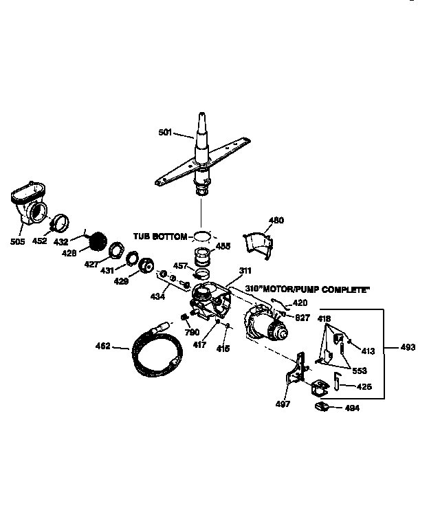 GE GSM2100Z00AD motor-pump mechanism diagram