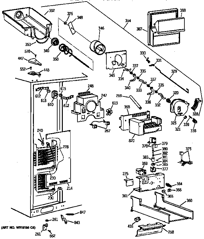 GE TPX24BPZBWW freezer section diagram