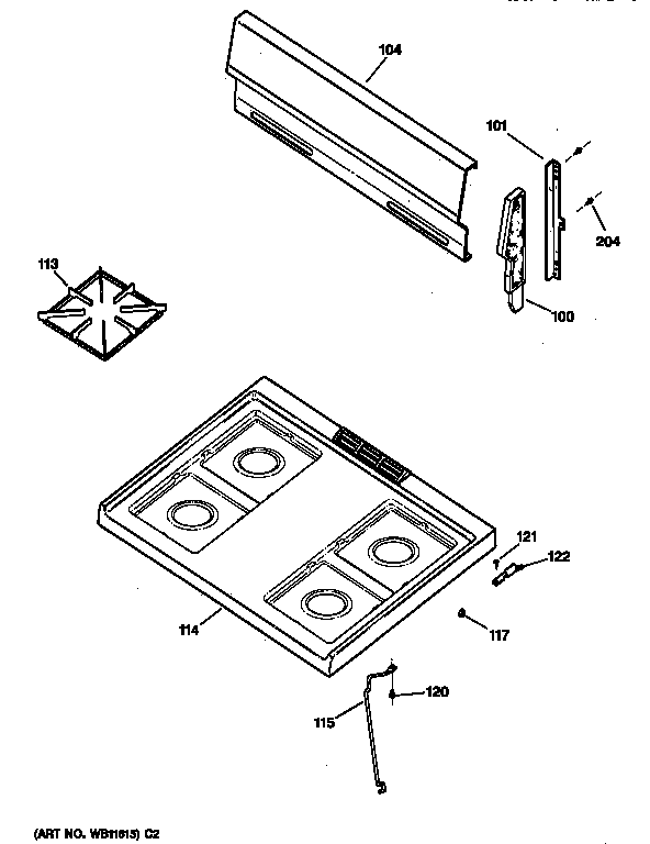 GE JGBS04PPA1AD cooktop diagram