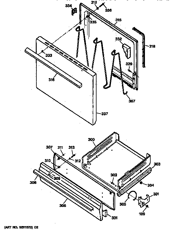 GE JGBS04PPA1AD door & drawer parts diagram