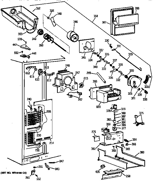 GE TFX30PPZCWW freezer section diagram