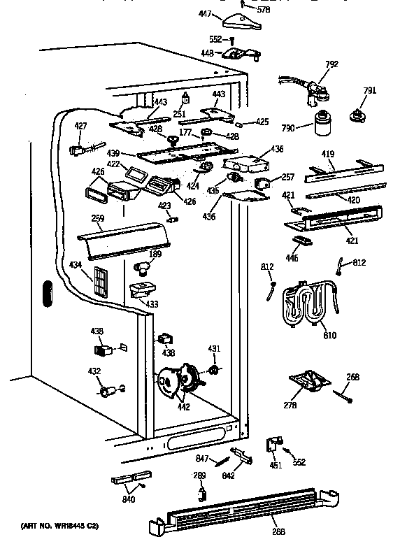 GE TPX24BPZCBB fresh food section diagram