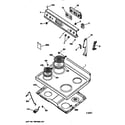 GE JBP48WA2 control panel & cooktop diagram